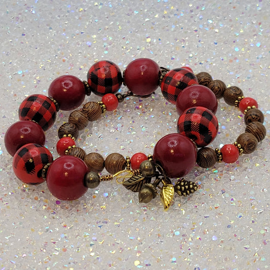 Red Forest Bracelets (Set of 2)